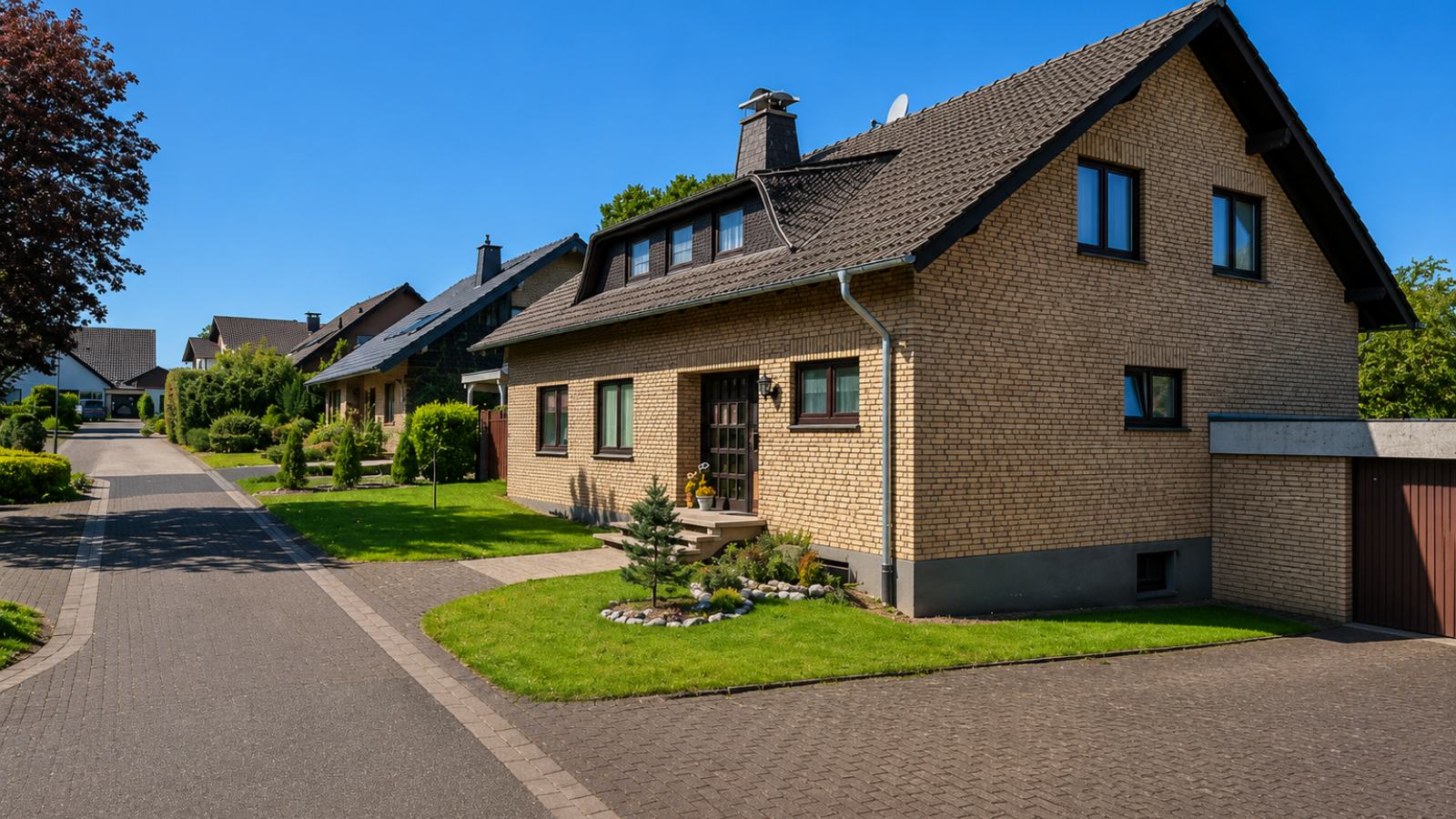 Einfamilienhaus mit Klinkerfassade in einem Wohngebiet in Bad Wünnenberg