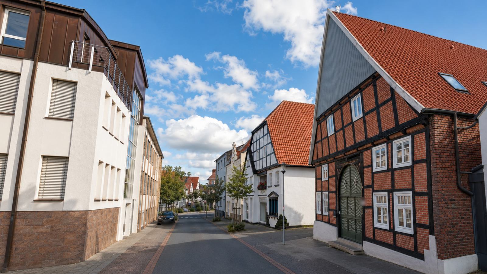 Fachwerkhaus mit großem Dielentor in der Altstadt von Geseke