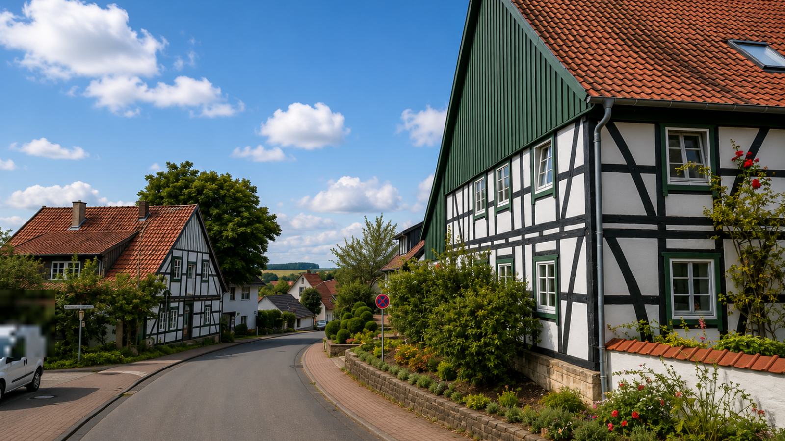Fachwerkhäuser an einer Dorfstraße in Lichtenau
